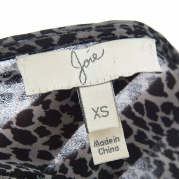 Joie Womens 100% Silk Chiffon Popover Blouse Top Leopard Print Gray Sz XS - Picture 8 of 10